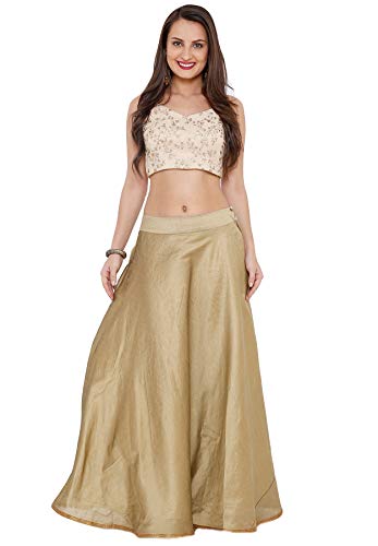 SALWAR STUDIO S Women's Gold Tissue Readymade Saree Blouse(SSB2505_Gold_38_Size)