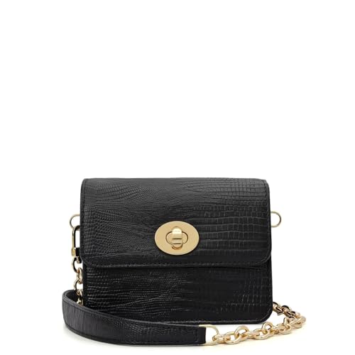 Da Milano Premium Leather Sling Wallet for Women | Multi Compartment Travel Wallet - Black (10563)