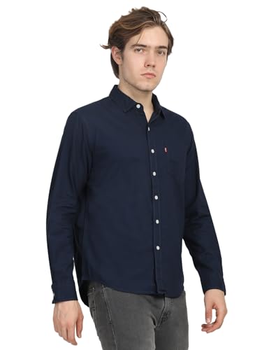 Levi's Men's Solid Slim Fit Shirt (002BS-0002_Blue