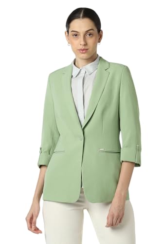 Women Green Solid Blazer