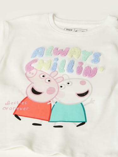 Max Girls Peppa Pig Print T-Shirt (Off White_3-4 Y)