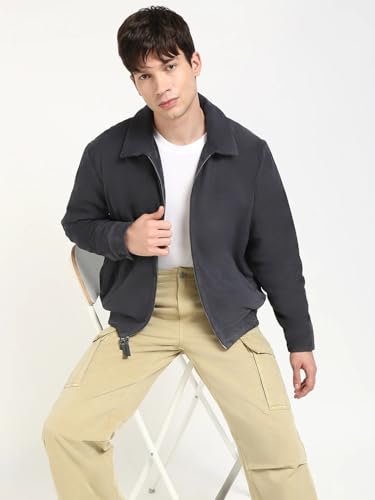 Solid Regular Fit Leather Jacket