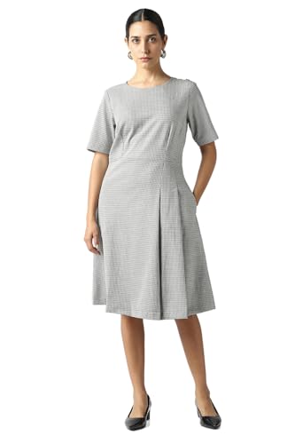 Women Grey Print Knee Length Formal Dress