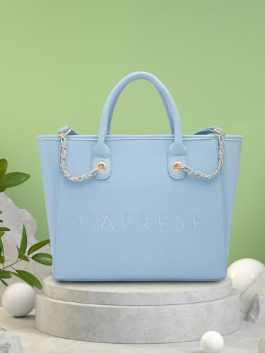 Caprese Brooklyn Tote Bag, Large-Blue | Stylish Handbag for Women | Spacious, Versatile Office & Daily Essentials Tote | Top Zip Closure