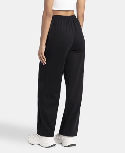 Jockey A158 Women's Super Combed Cotton Rich Straight Fit Wide Leg Pants_Black_L