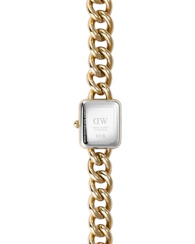 Daniel Wellington Jolie Analogue Watch for Women with White Rectangle Dial & Gold Stainless Steel Bracelet Band Water Resistant Women's Wrist Watches - DW00100836K
