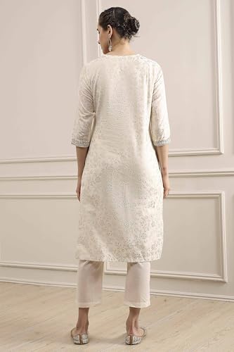 Biba Women's Cotton Kurta Set (SKDASRT31429AW25OWHT_Off White