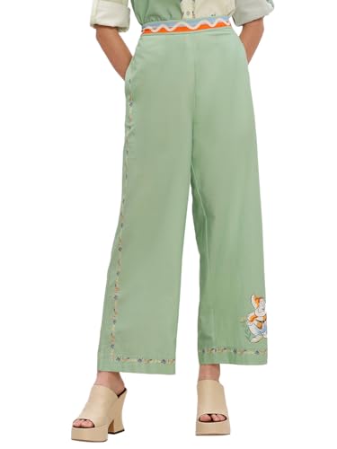 Vero Moda Women's Flared High Rise Green Pants