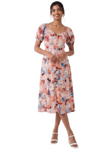 Max Women Floral Print Midi Dress(Multicolour_L)