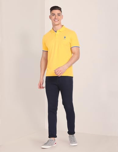 U.S. POLO ASSN. Men's Solid Slim Fit Polo Shirt (USTSHF0227_Yellow