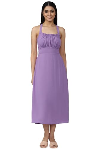 FOREVER 21 Women's Polyester Fit and Flare Midi Dress (598140_Purple