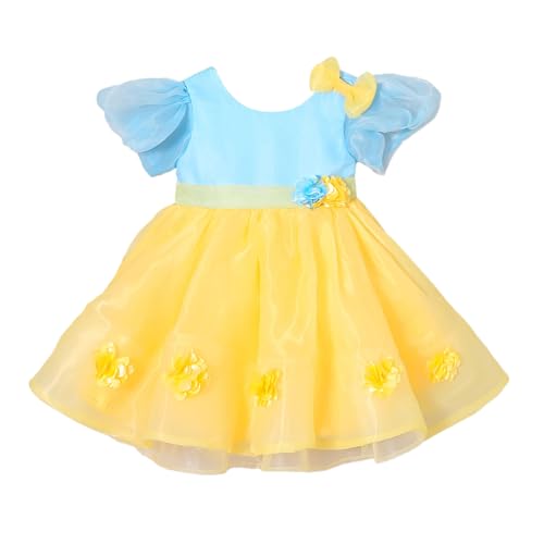 Hopscotch Girls Yellow Short Sleeves Floral Applique Party Dress for Age (5-6 Years)