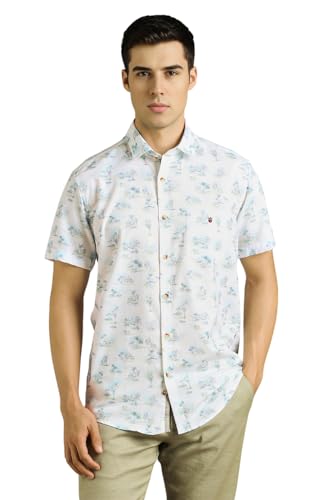 Louis Philippe Men White Print Half Sleeves Casual Shirt