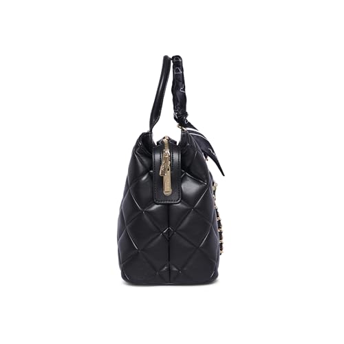 Akiki London Women's Waterloo 13 Satchel Handbag|Quilted Pattern|comes with Scarf and Dog Charm|Metal Detailling|Premium Office Handbag for Women