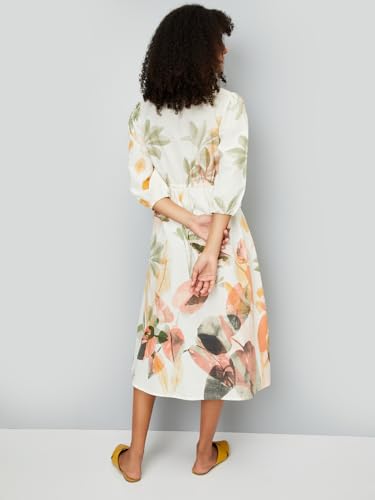 Max Kalki x Floral Print A-line Midi Dress(Multicolour_L)