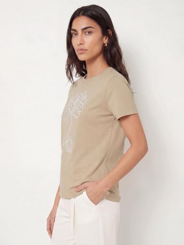 Max Women Graphic Print T-Shirt (Beige_XL)
