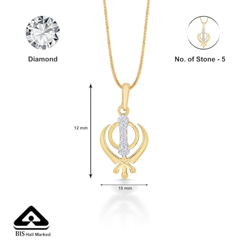 P.N.Gagdil Jewellers 14 Karat Yellow Gold & Diamond Certified Gold Religious Pendant For Women DIDP0073 IJ/SI