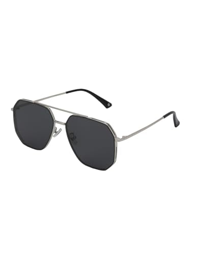 Carlton London Silver Toned with Black Polarised Lens Rectangle Sunglass for mens