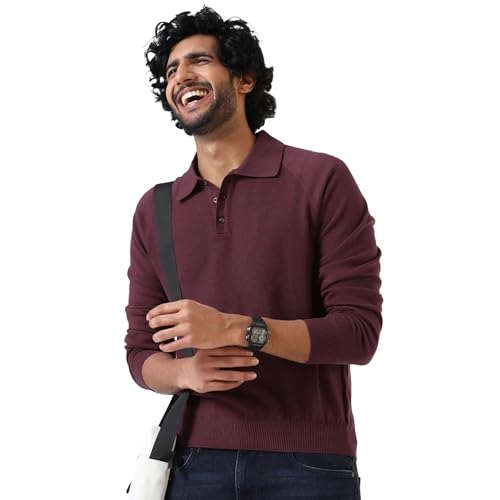 Blackberrys Men's Slim Fit Solid Rust Pullover Sweater
