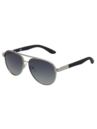 Carlton London Unisex Premium Silver & Black Toned Green UV with Polarised Lens Aviator Sunglass