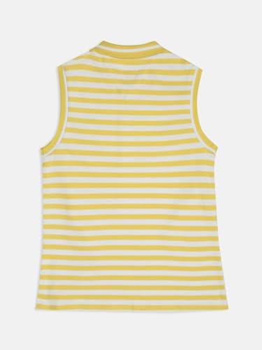 Girls Striped Regular Fit Cotton Polo T-Shirt