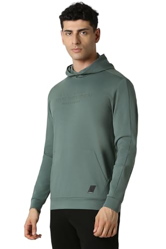 Van Heusen Men Green Print Hooded Neck Sweatshirt