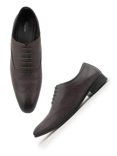 RAI SAHAB Formal Shoe for Men | Lace-Up Oxfords for Business & Casual Wear | Stylish Design with Comfortable Fit for All-Day Support(6405BRN-12UK) Brown