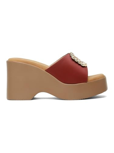 Flat n Heels Womens Maroon Pumps FnH 3121-MRN