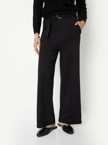 Women Wide Leg Belted Trousers