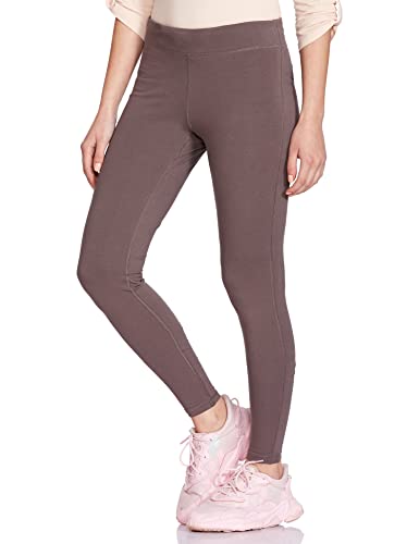 Enamor Essentials Women's Cotton Mid Rise Slim Fit Ankle Length Breathable Stretch Lounge Legging - E070(E070-Umber Brown-S)