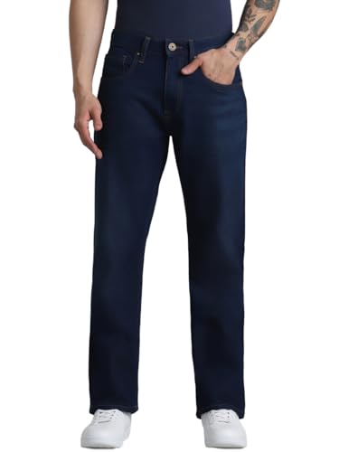 Jack & Jones Men's Mid Rise Regular Jeans (12225293-Dark Blue Denim_Dark 34)