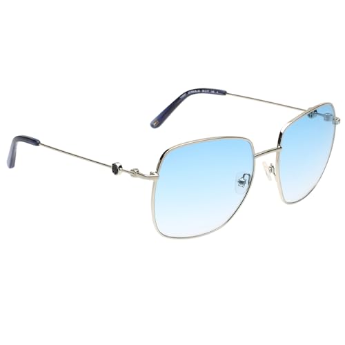 Tommy Hilfiger|Silver Full-rim Frame Square Sunglasses|100% UV Protected (Uv 400) Blue Gradient Faded Lens|Women's | Large | TH 2607 C5 SIBLBL 55 S