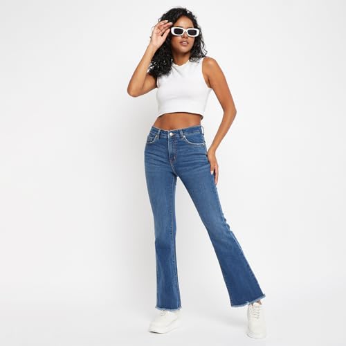Madame Women Solid Light Blue Denim Jeans