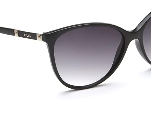 IRUS sunglasses| 100% UV protected | Gradient | Full Rim | Cat Eye | Women | Large | Shiny Black Polycarbonate Frame | Smoke Gradient Polycarbonate Lens