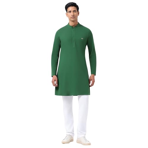 Lacoste Men's Cotton Solid Slim Dress Shirt (YH003H_Green