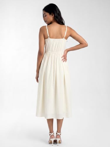 Max Women Embroidered Midi Dress (White_XL)
