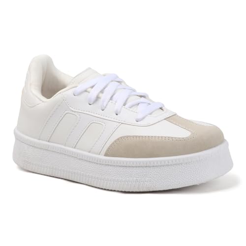 Vendoz Women Sneaker | Cushioned Insole for Comfort | Stylish Lace-Up Design | Lightweigh & Perfect for Casual Outfit for Girls CNV7030WT-36 White