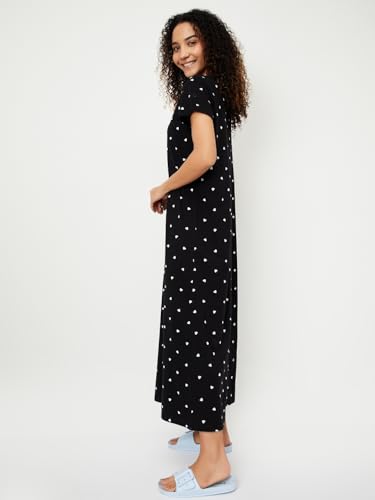 Max Women's Cotton Casual Nightgown (KG1108_Black_L)