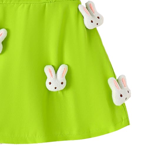 Hopscotch Girls Puff Sleeves White 2-Pc Bunny Applique Blouse & Skirt (6-7 Years)