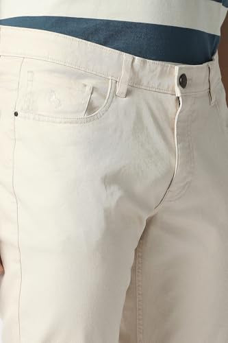 Men Cream Solid Trousers