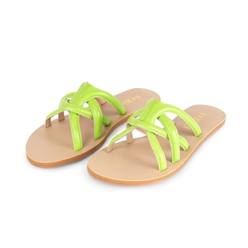 Indifeet Flats for Women Women's Latest Flat Chappals Sandals Woman Stylish Footwear Chappal Sandal Ladies Fancy Design Slippers Female Open Toe Trendy Foot Wear Girls Best Strap Slipper Green