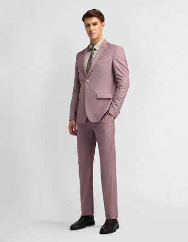 Arrow Men's Polyester Classic Business Suit Pants Set (ARAISU5566_Medium Pink