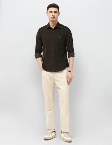 U.S. Polo Assn. Denim Co. Men's Corduroy Regular Fit Shirt (UDSHT1884_Dark Brown_40)