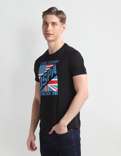 U.S. POLO ASSN. Mens Graphic Round Neck HS T-Shirts (UDTSHS0730_Black_S)