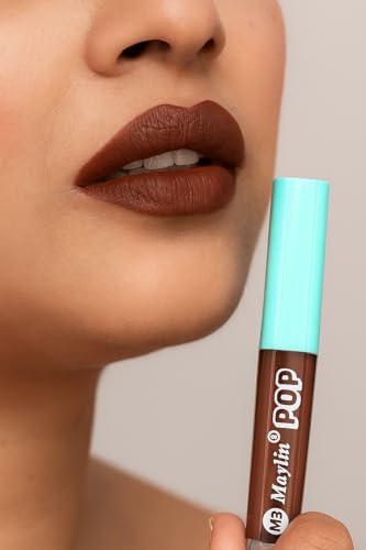 Maylin POP Matte Liquid Lipstick – Long Lasting Waterproof Brown Shade | Smudge-Proof, Lightweight & High Pigment Lip Color for All Skin Tones | 6ml