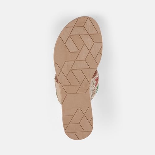 Mochi Women Antique Gold Chappals UK/4 EU/37(35-2374)