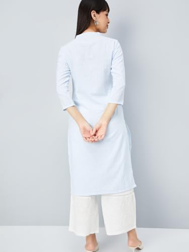 Max Women Lace Detail Straight Kurta (Blue_XXL)