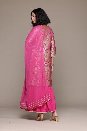 Aarke Ritu Kumar Pink Yasmine Festive Kurta With Palazzo And Dupatta