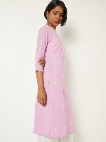 Max Women Embroidered Straight Kurta(Purple_M)