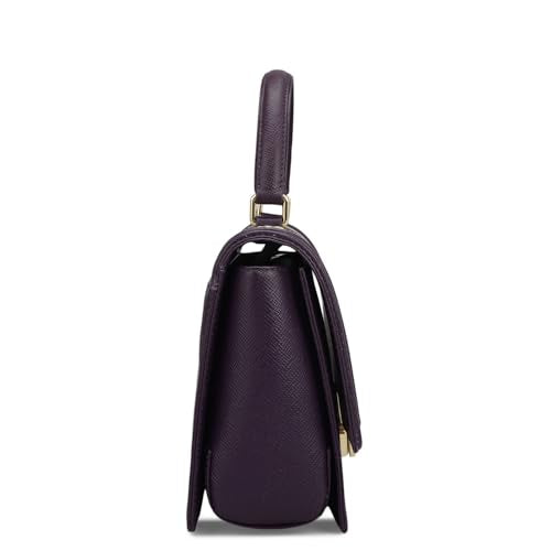 Da Milano Leather Satchel Bag for Women - Purple & Frost